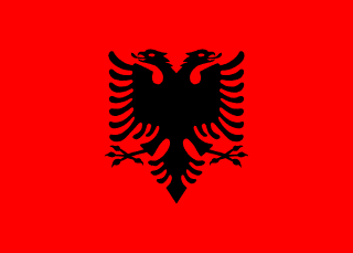 The flag of Albania features a silhouetted double-headed black eagle at the center of a red field.