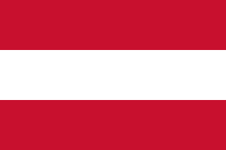 The flag of Austria is composed of three equal horizontal bands of red, white and red.