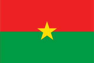 The flag of Burkina Faso features two equal horizontal bands of red and green, with a yellow five-pointed star in the center.