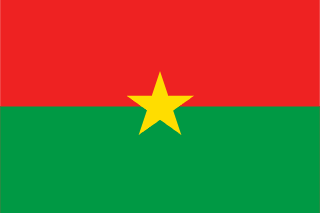 The flag of Burkina Faso features two equal horizontal bands of red and green, with a yellow five-pointed star in the center.