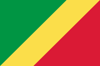 The flag of the Republic of the Congo features a yellow diagonal band that extends from the lower hoist-side corner to the upper fly-side corner of the field. Above and beneath this band are a green and red triangle respectively.