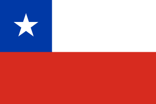 The flag of Chile is composed of two equal horizontal bands of white and red, with a blue square of the same height as the white band superimposed in the canton. A white five-pointed star is centered in the blue square.