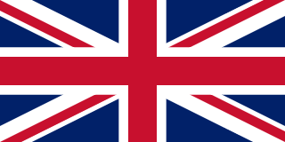 The flag of the United Kingdom — the Union Jack — has a blue field. It features the white-edged red cross of Saint George superimposed on the diagonal red cross of Saint Patrick which is superimposed on the diagonal white cross of Saint Andrew.