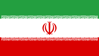 The flag of Iran is composed of three equal horizontal bands of green, white and red. A red emblem of Iran is centered in the white band and Arabic inscriptions in white span the bottom edge of the green band and the top edge of the red band.