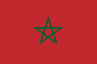 The flag of Morocco features a green pentagram — a five-pointed linear star — centered on a red field.